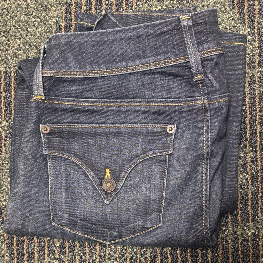 Hudson Jeans Dark Blue Denim with Yellow Stitching